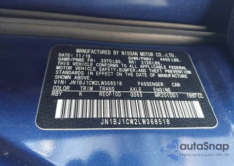 2020 Nissan Rogue Sport Sv Awd Xtronic Cvt from USA, damaged, VIN JN1BJ1CW2LW368518